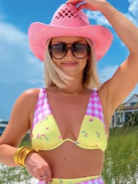 NWT Asos Design Bikini Top in mixed floral and gingham print - Small